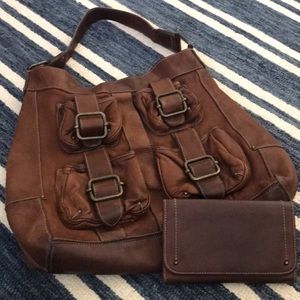 Brown Leather with Brass Hardware Banana Republic Bag